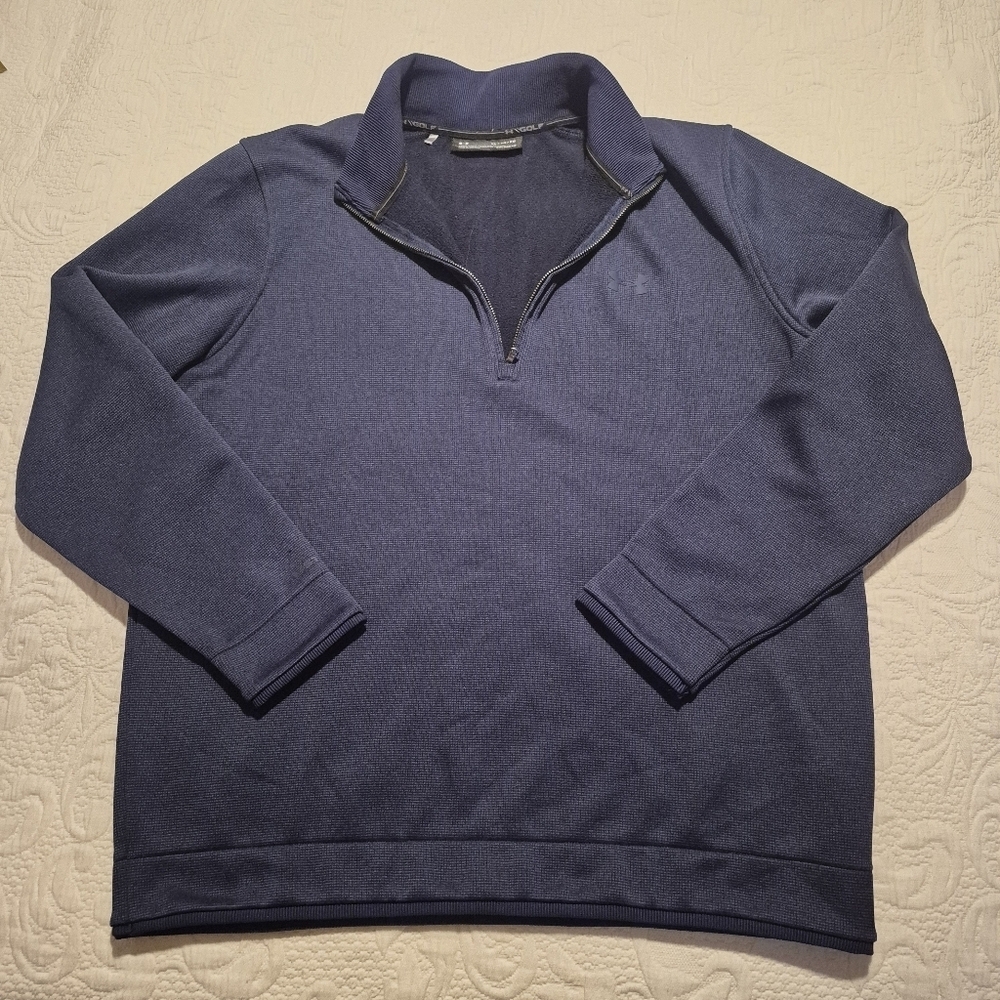 Under Armour men's size XL Navy blue 1/4 zip pull over fleece lined shirt VGUC